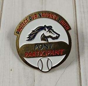 Pony Participant Pin Youth Baseball for a Hat, Lapel,  Jacket or Backpack